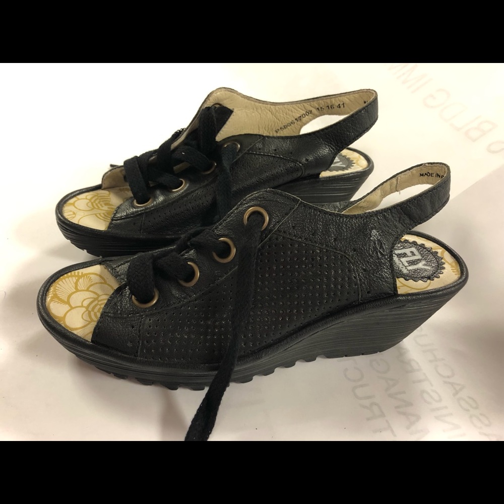 Fly London wedge lace up sandals size 41 (9-9.5)